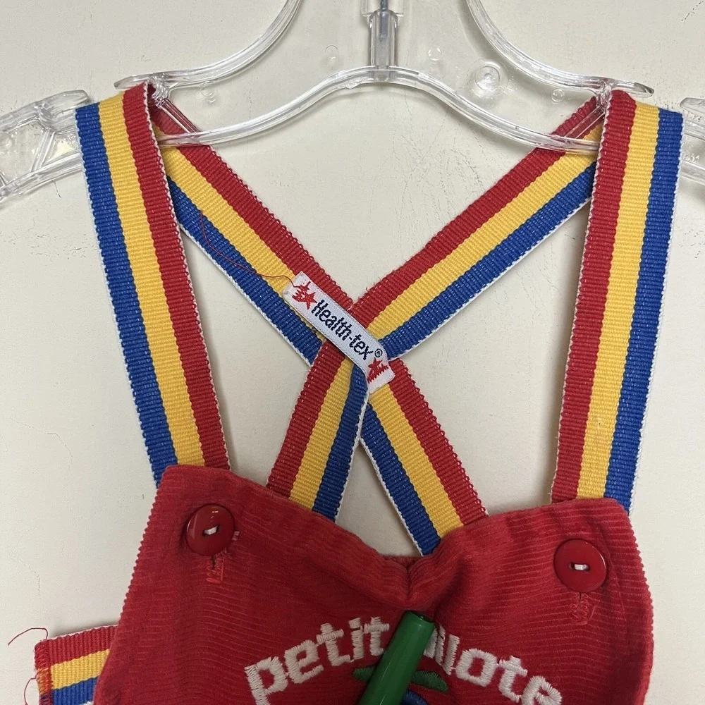 Vintage Health-Tex Airplane Toddler Corduroy Red Overalls Petit‎ Pilot 24 Months